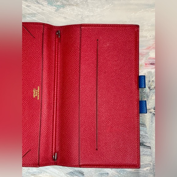 ✨HERMÈS Blue with Red Colourblocking Interior Espom Leather Agenda Cover 💙❤️ - Picture 12 of 13